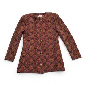 St. John Textured Knit Blazer Size 10 Geometric Print